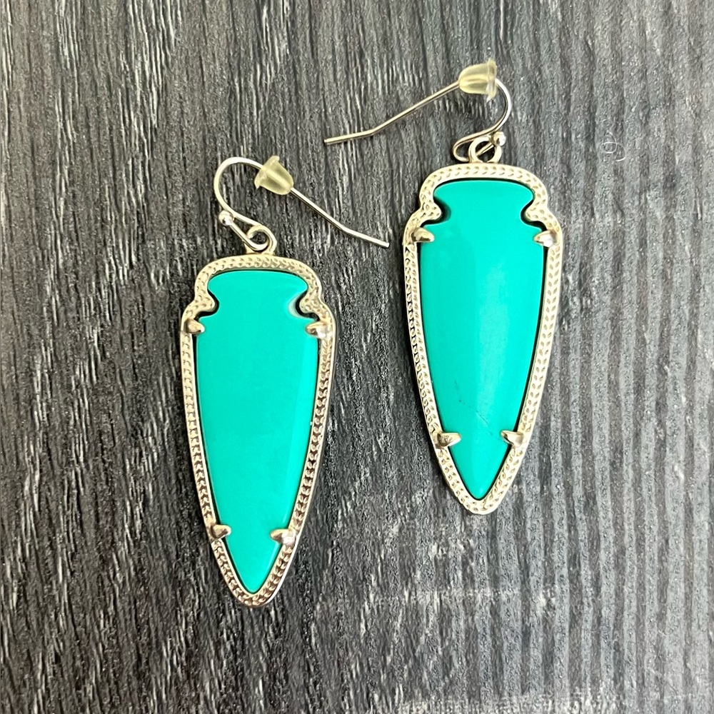 Kendra Scott Sky Arrowhead Teal Blue Green Turquoise Earrings